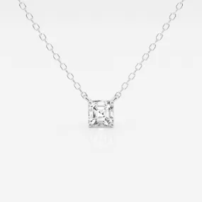 0.50 CT Asscher Moissanite Diamond Solitaire Necklace