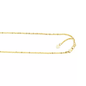 10K Gold 1.2mm Adjustable Sparkle Chain