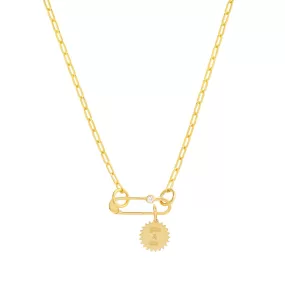 14K Yellow Gold Forzentina Chain with a Spikey Disc and Push Lock