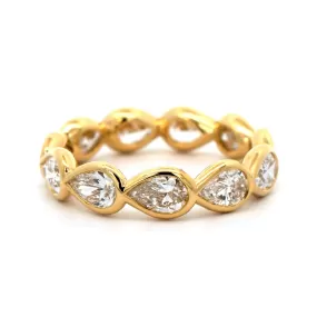 18K Yellow Gold Pear Shaped Diamond Buttercup Wedding Band