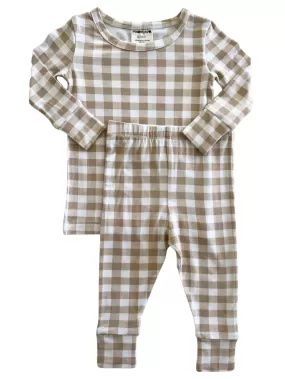 2-Piece Set, Tan Gingham