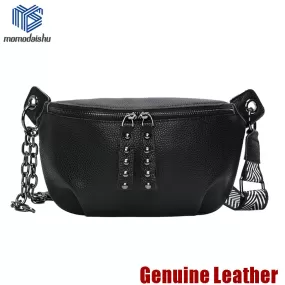 2021 Genuine Leather Messenger Shoulder Packs Casual Women Chest Money Pouch Half Moon Waist Bag Fas