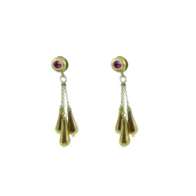 22KT & 18KT Y/G Ruby Dangle Earrings