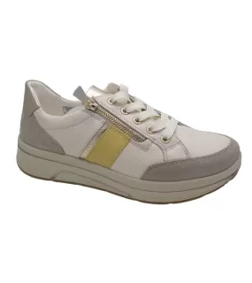 Ara Womens Cream Leather Wide Fit Comfort Trainer Sapporo 3.0 - 12-27534