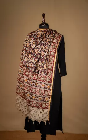 Art Silk Hand Blocked Kalamkari Dupatta 129IOS23