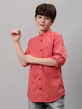 Boy's Red Solid Full Sleeve Shirt