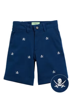 Castaway Boys Jetties Short Stretch Twill Nantucket Navy with Calico Jack