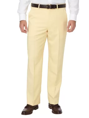 Comfort-Waist Microfiber Herringbone Flat Front Pant - Butter