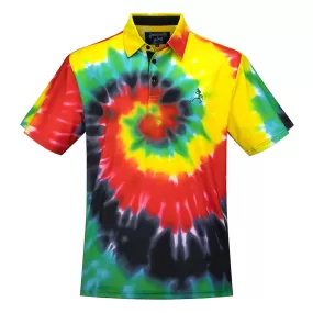 Grateful Dead | Performance Polo  | Team Lithuania Inspired Tie Dye Red, Green & Yellow