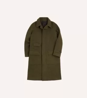 Green Donegal Wool Twill Raglan Coat