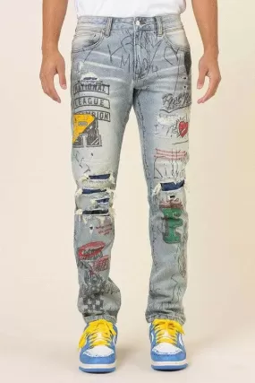 Men's Jeans Doodling Slim Fit