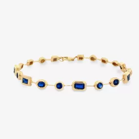 Mixed Sapphire Shapes Station Bracelet