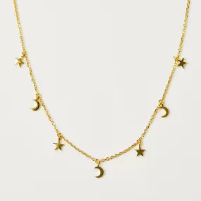 Moon & Stars Hanging Charm Necklace