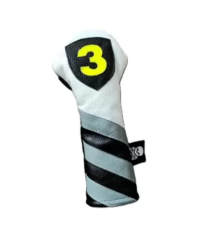 NEW! One of a Kind! Neon Badge & Diagonal Rugby Stripe Fairway Wood Headcover