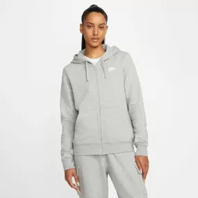 NIKE WOMEN'S SPORTSWEAR CLUB FLEECE GREY FULL-ZIP HOODED JACKET