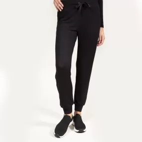 Pantalon jogger Femme maille ctelée Noir