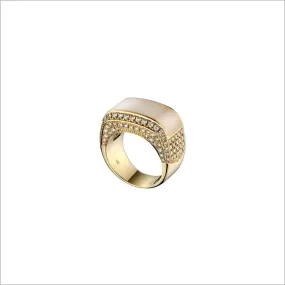 Quadria 18K Gold & Mother of Pearl Ring with Diamonds