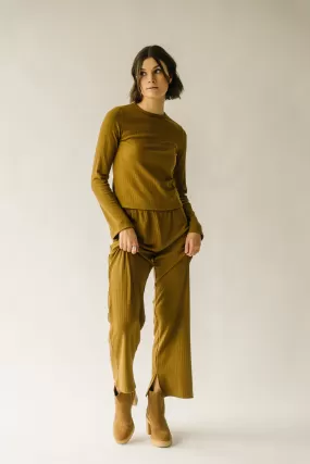 The LaBeouf Ribbed Straight Leg Pants in Golden Olive