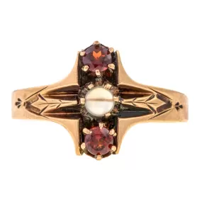 Victorian Moonstone & Garnet Ring